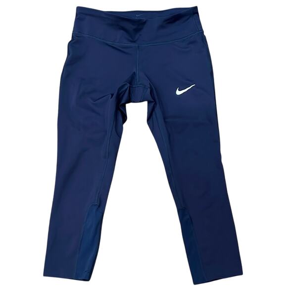 Nike Women's Dri-FIT Power Essential Cropped Running Tight Dark Blue Size S - Picture 2 of 9